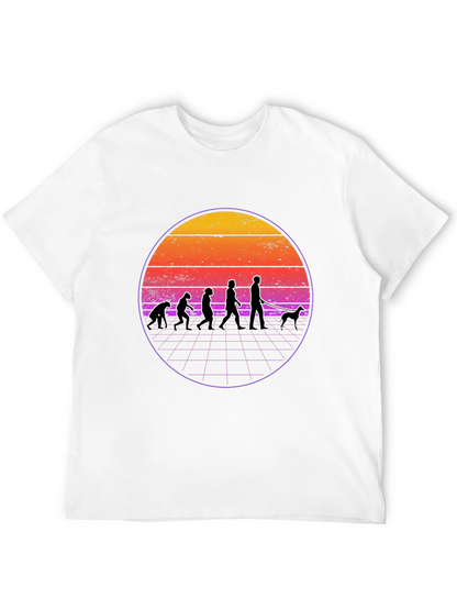 Evolution Dog Walker T-Shirt - Retro Sunset Design