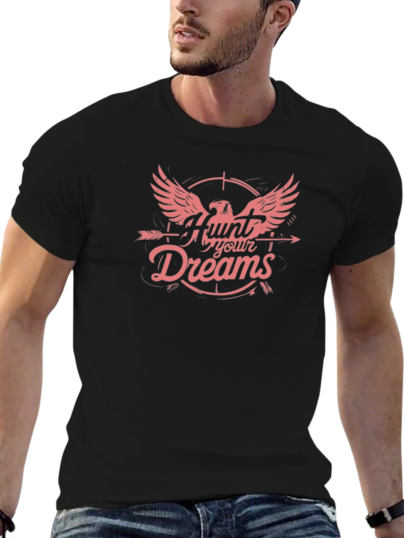 Hunt Your Dreams Graphic T-Shirt - Black Cotton Tee