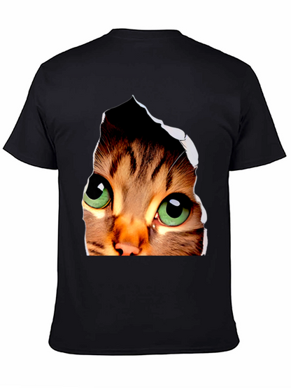 3D Cat Eyes Graphic Black T-Shirt