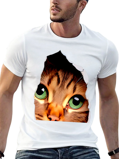 3D Cat Eyes Graphic Black T-Shirt