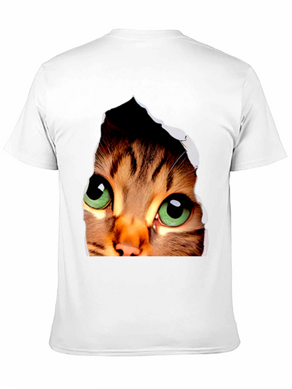 3D Cat Eyes Graphic Black T-Shirt