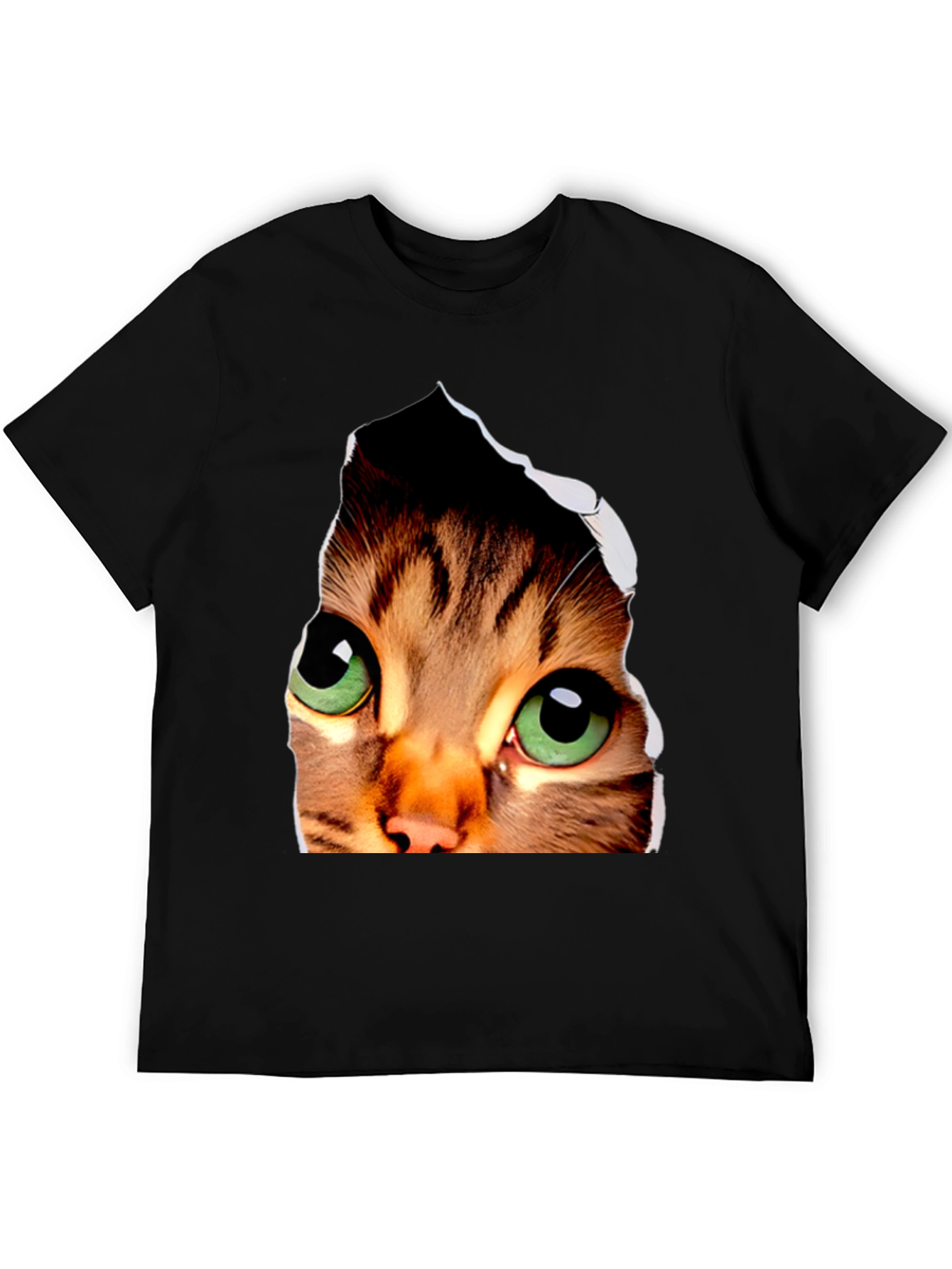 3D Cat Eyes Graphic Black T-Shirt