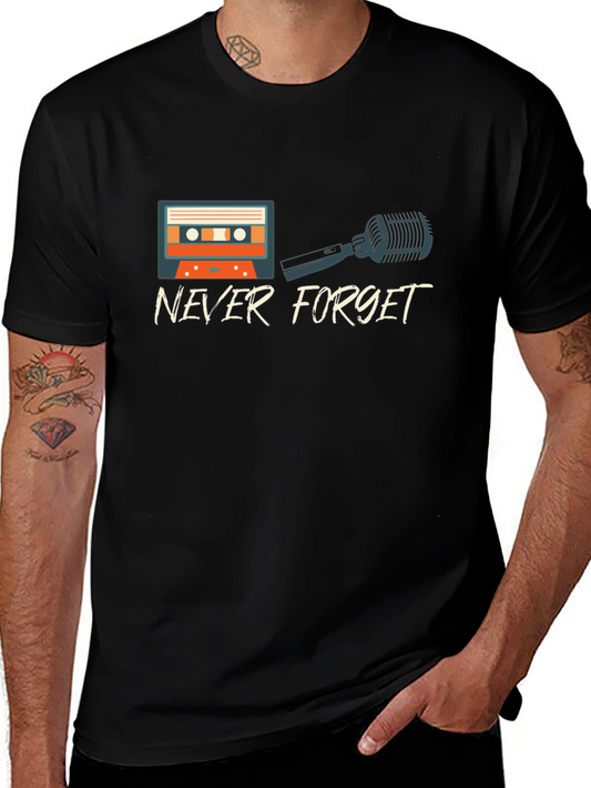 Never Forget Retro Cassette & Mic Graphic T-Shirt