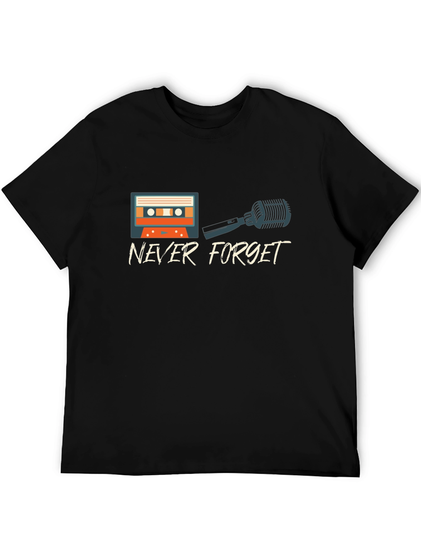 Never Forget Retro Cassette & Mic Graphic T-Shirt
