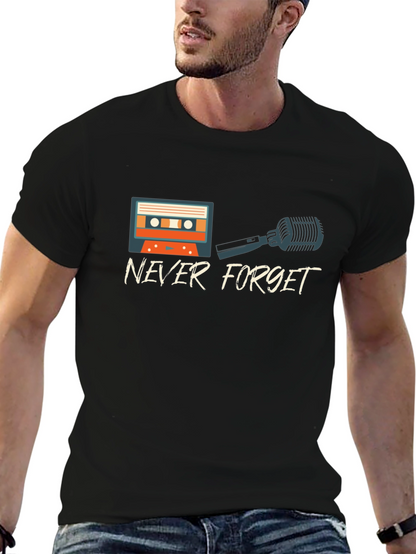 Never Forget Retro Cassette & Mic Graphic T-Shirt