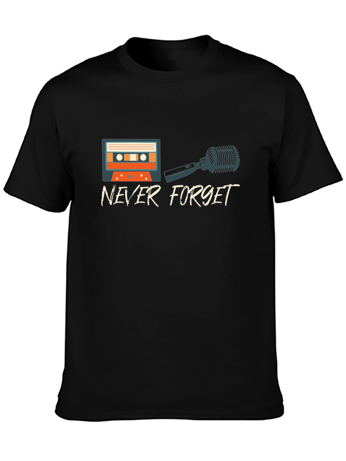 Never Forget Retro Cassette & Mic Graphic T-Shirt