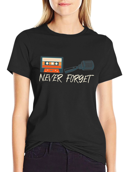 Never Forget Retro Cassette & Mic Graphic T-Shirt
