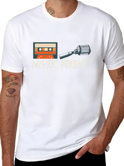 Never Forget Retro Cassette & Mic Graphic T-Shirt