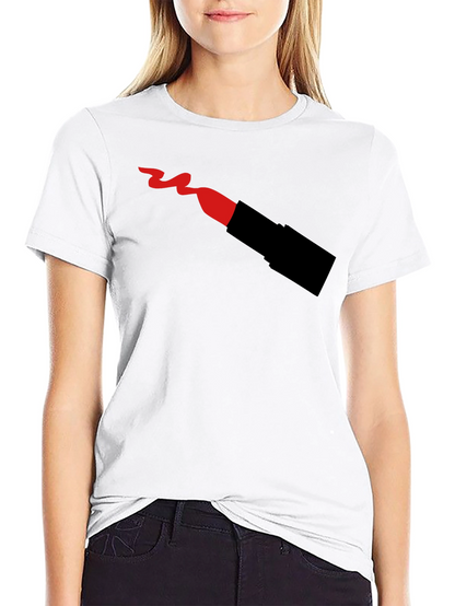 Lipstick T-Shirt - Black Crew Neck Graphic Tee