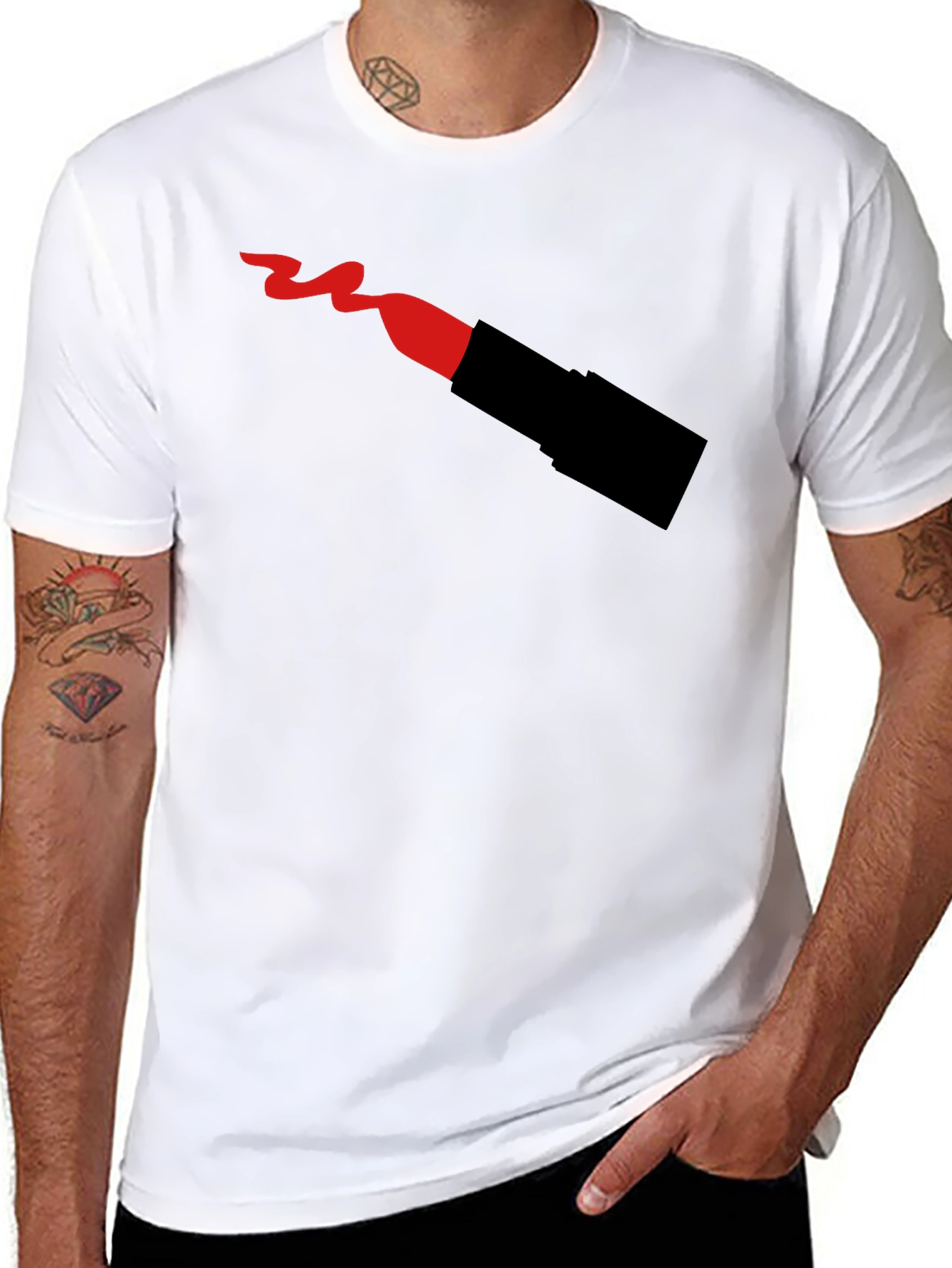 Lipstick T-Shirt - Black Crew Neck Graphic Tee