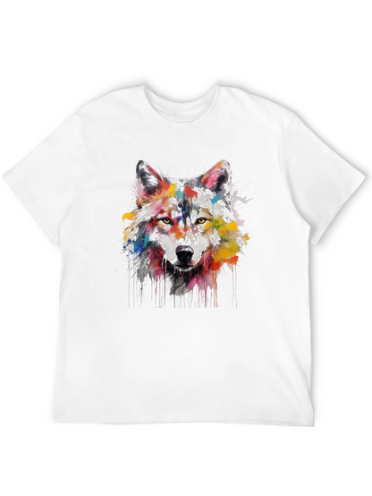 Wolf Art Print Mens Black Graphic Tee