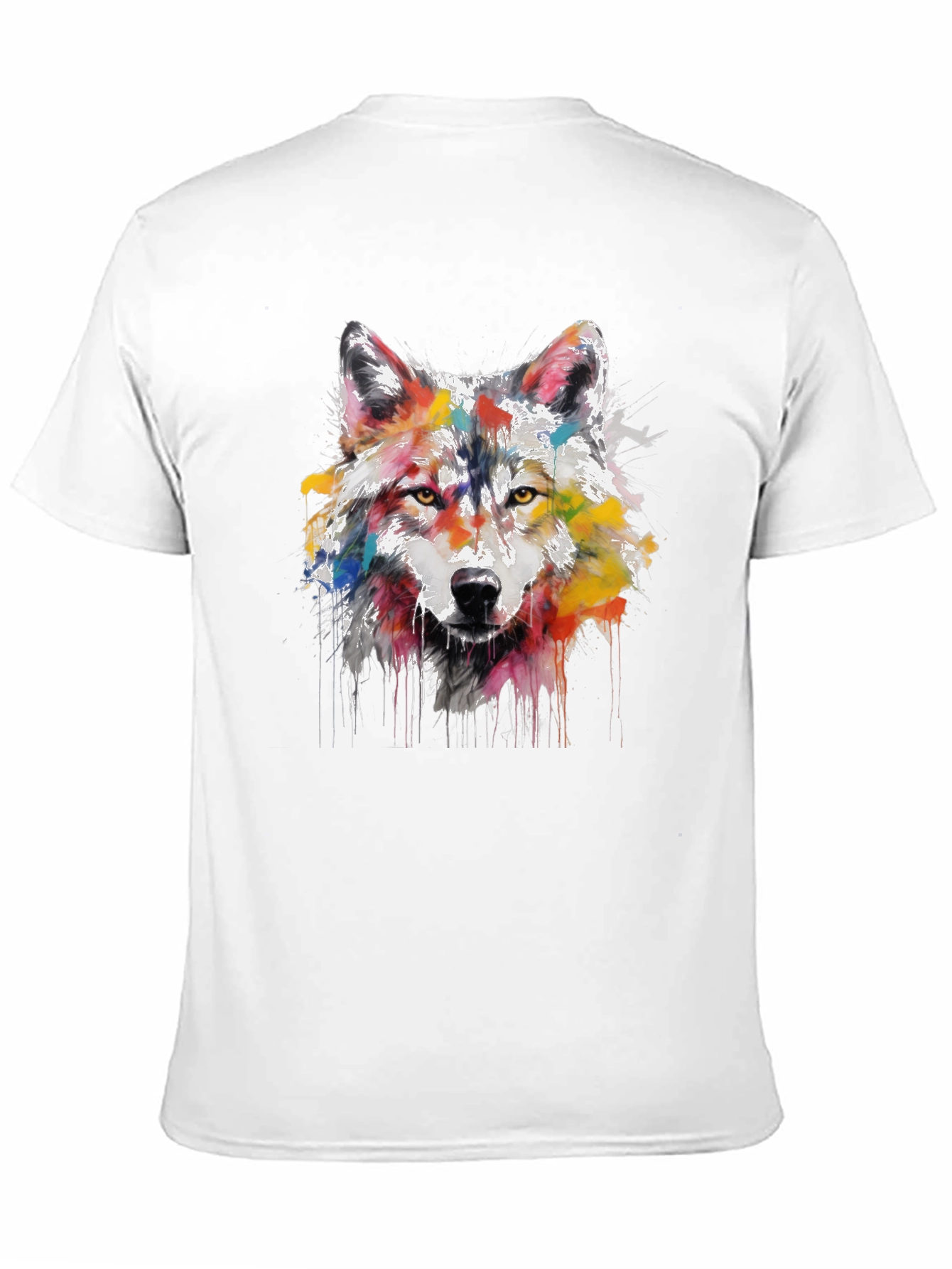Wolf Art Print Mens Black Graphic Tee