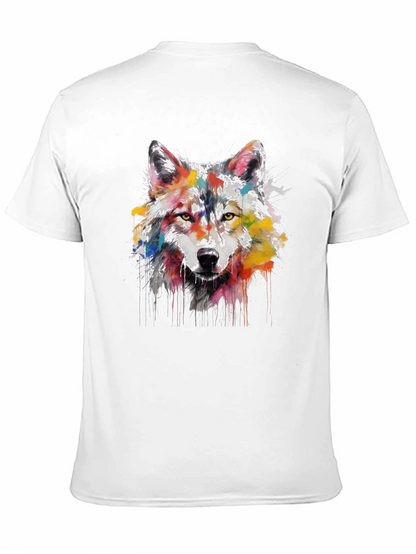 Wolf Art Print Mens Black Graphic Tee