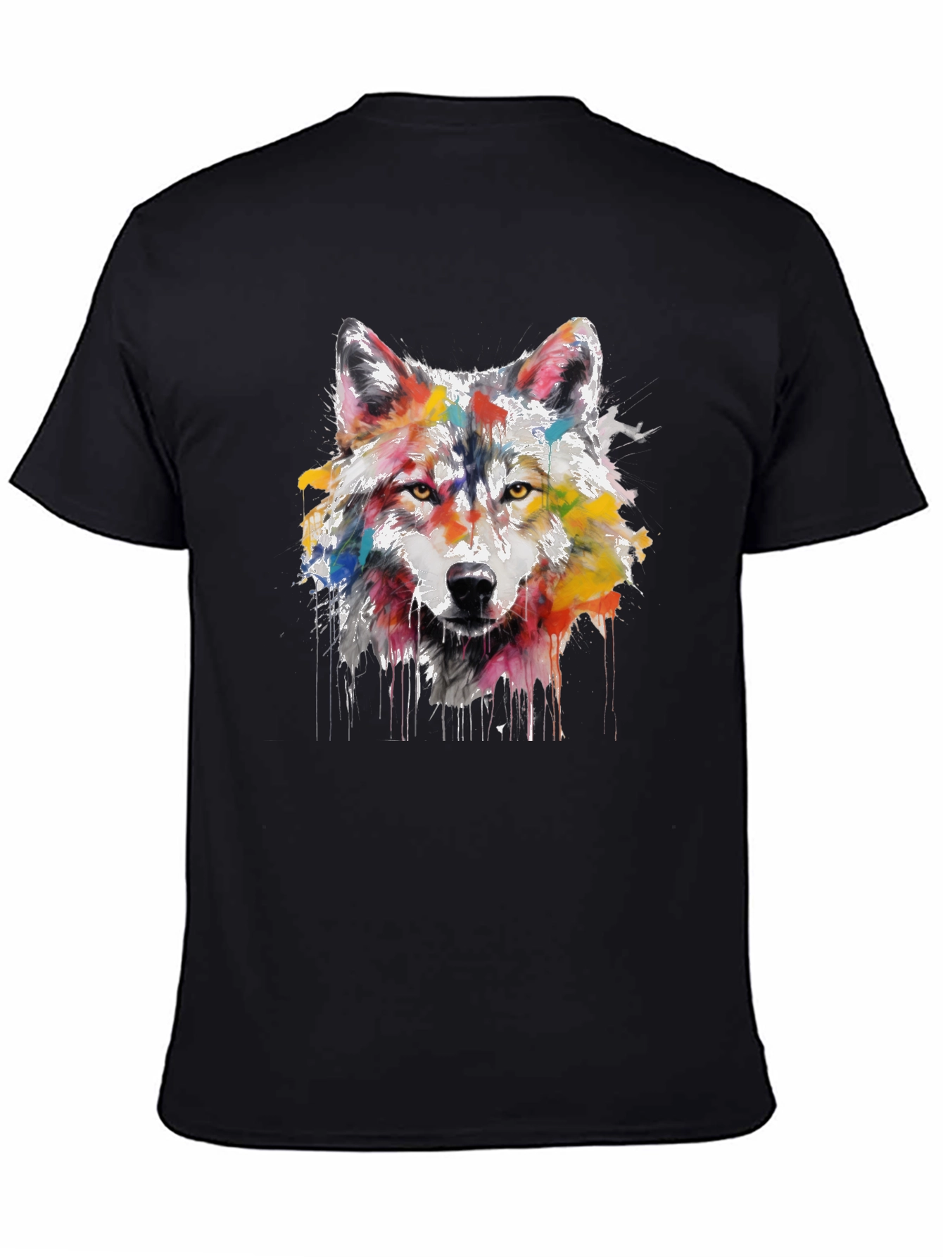 Wolf Art Print Mens Black Graphic Tee