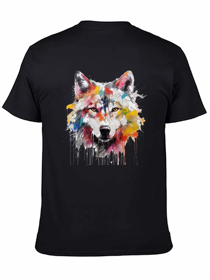 Wolf Art Print Mens Black Graphic Tee