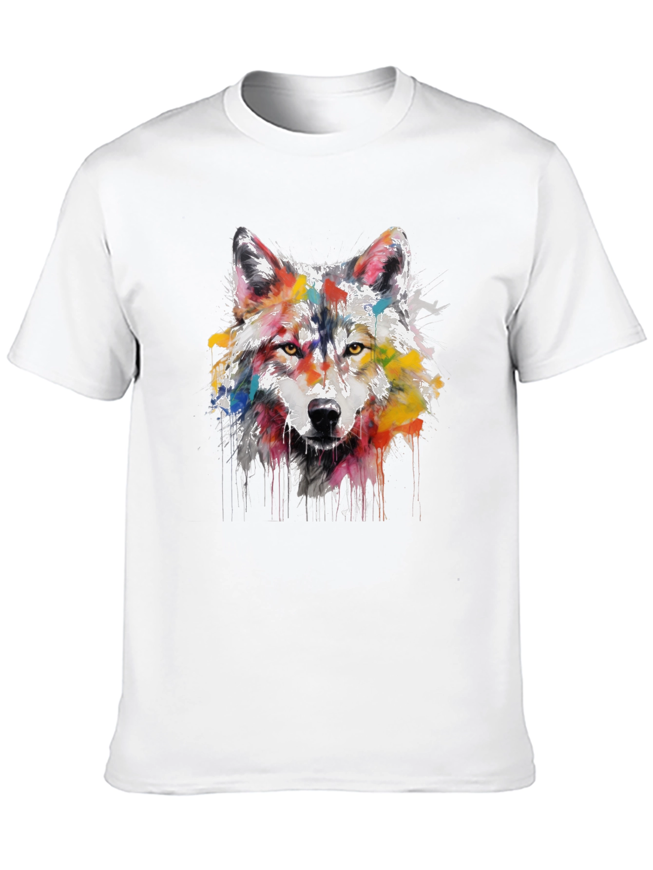 Wolf Art Print Mens Black Graphic Tee