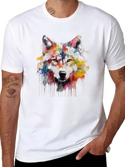 Wolf Art Print Mens Black Graphic Tee