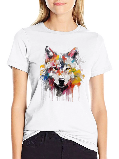 Wolf Art Print Mens Black Graphic Tee