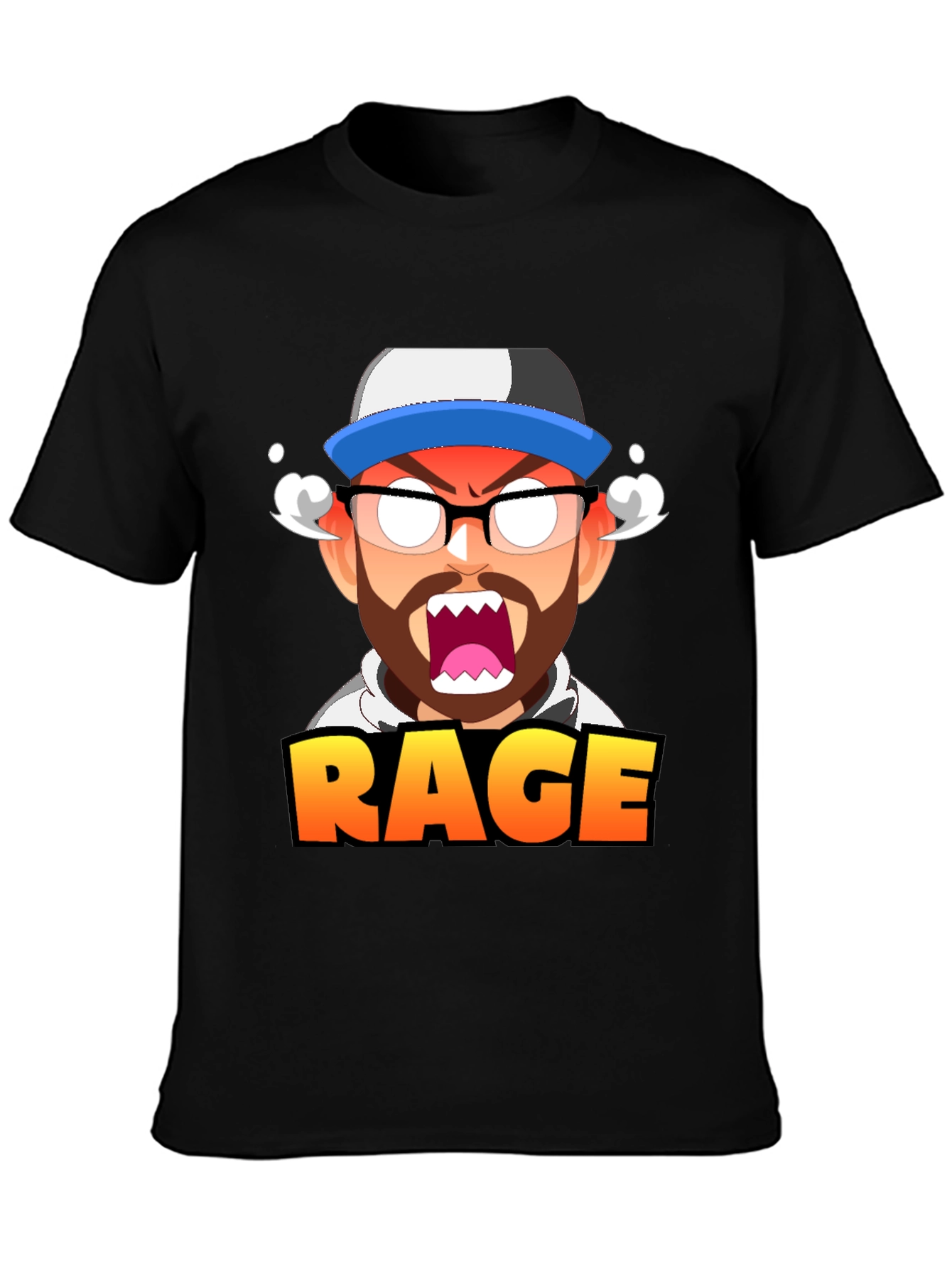 RAGE Cartoon Graphic T-Shirt - Black