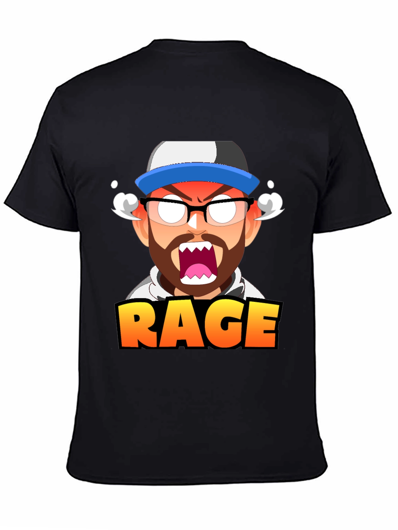 RAGE Cartoon Graphic T-Shirt - Black