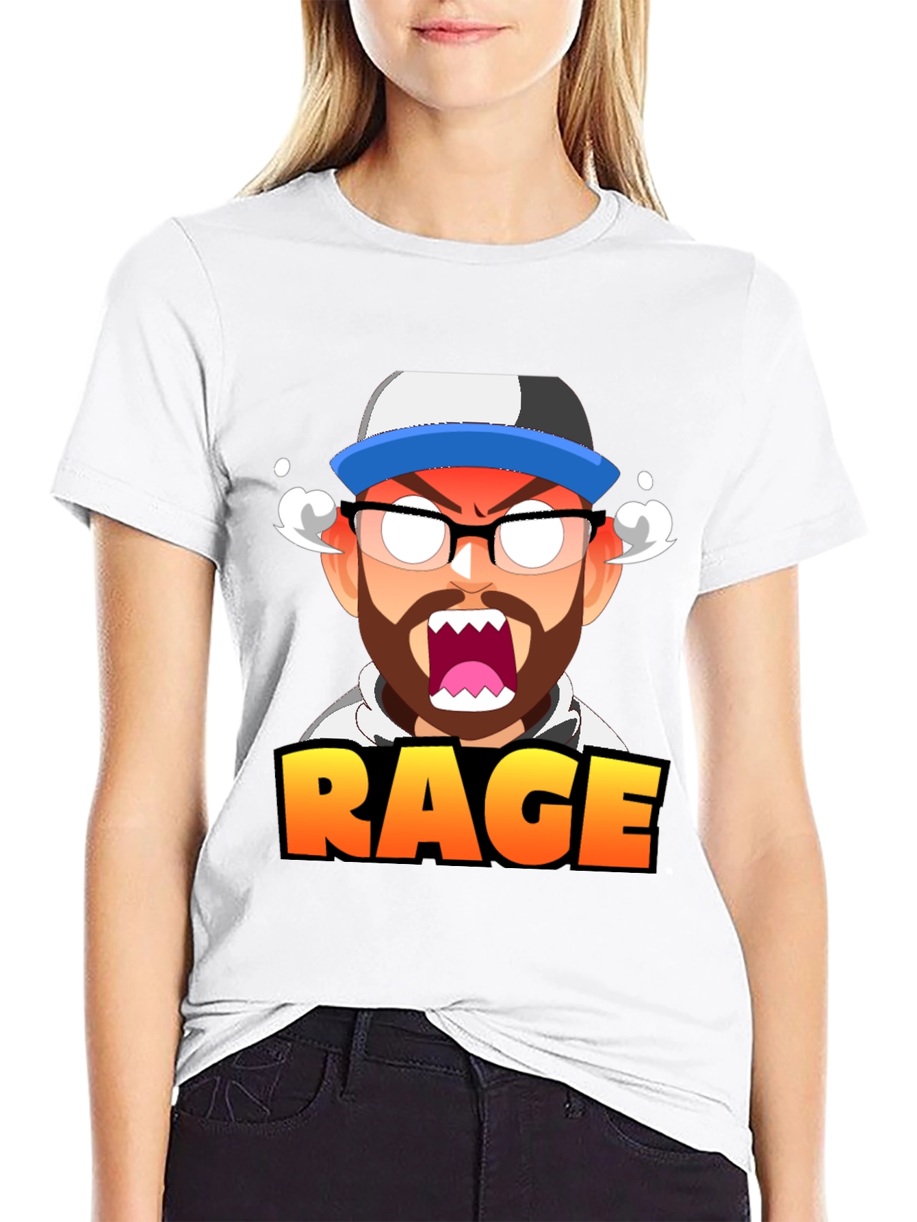 RAGE Cartoon Graphic T-Shirt - Black