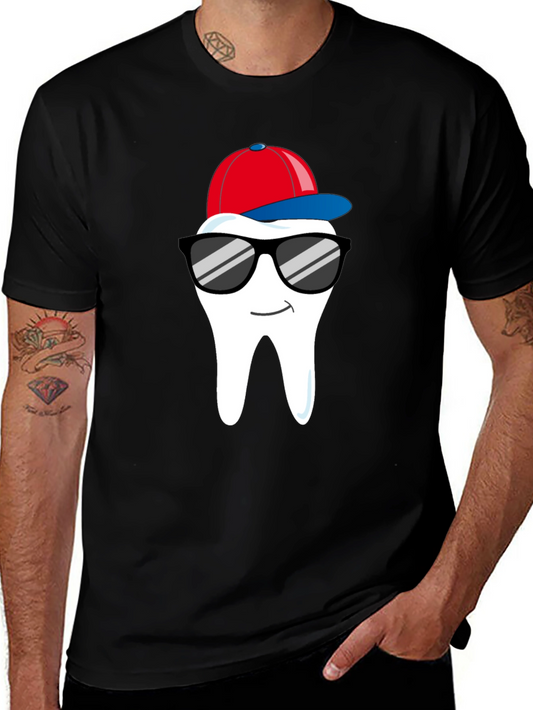 Cool Tooth Cartoon Graphic Tee - Dentist Humor T-Shirt