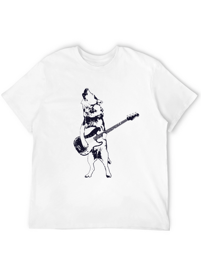 Mens Black Guitar Graphic T-Shirt