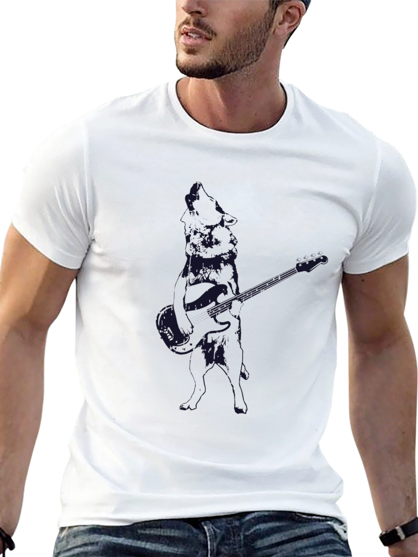 Mens Black Guitar Graphic T-Shirt