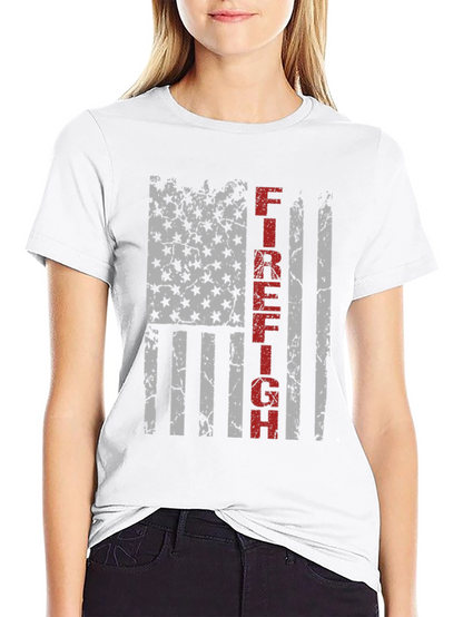 Firefighter American Flag Graphic T-Shirt