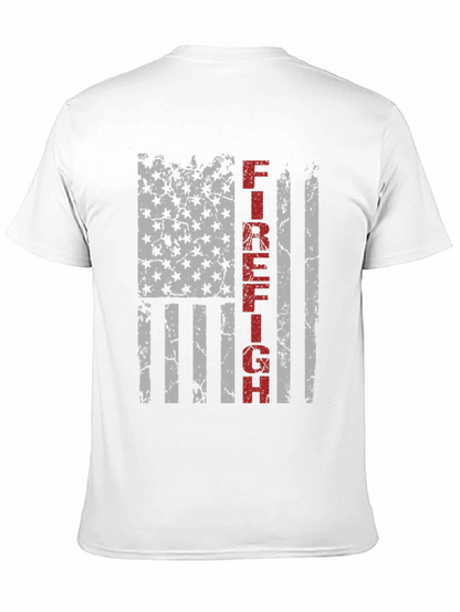 Firefighter American Flag Graphic T-Shirt