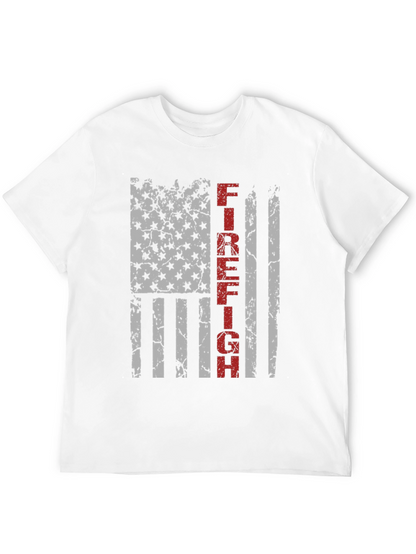 Firefighter American Flag Graphic T-Shirt