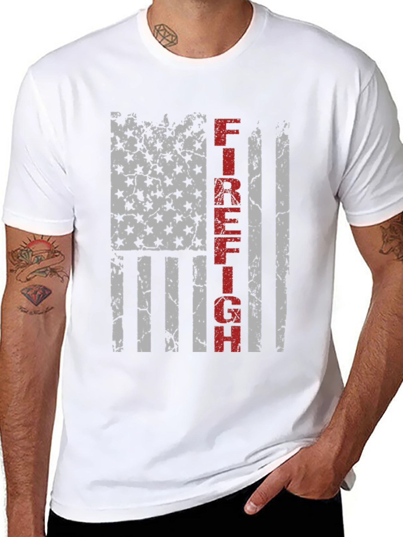 Firefighter American Flag Graphic T-Shirt