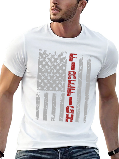 Firefighter American Flag Graphic T-Shirt
