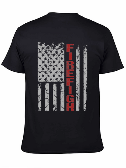 Firefighter American Flag Graphic T-Shirt