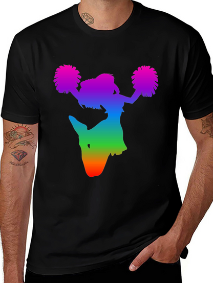 Rainbow Cheerleader Silhouette Black T-Shirt
