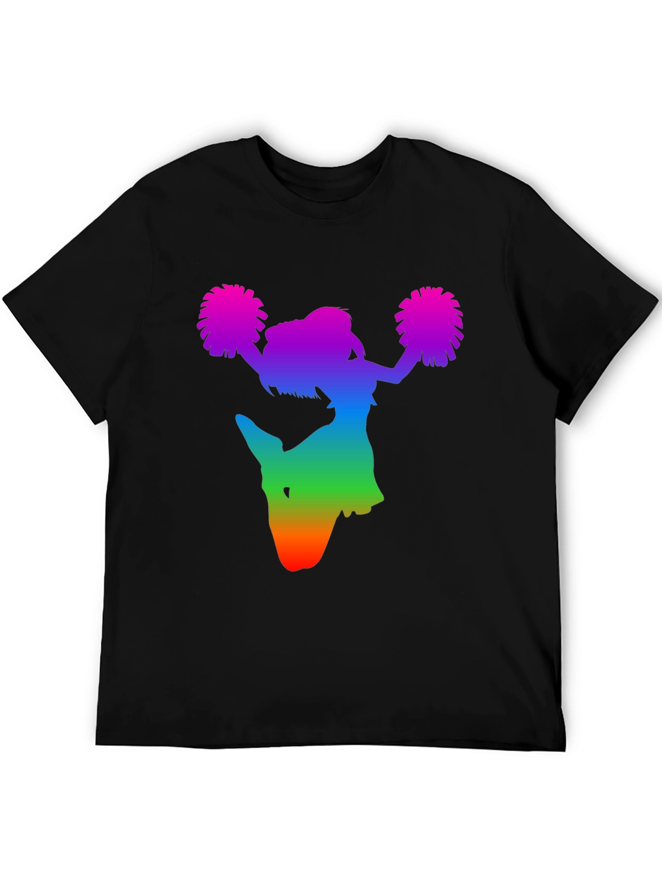 Rainbow Cheerleader Silhouette Black T-Shirt