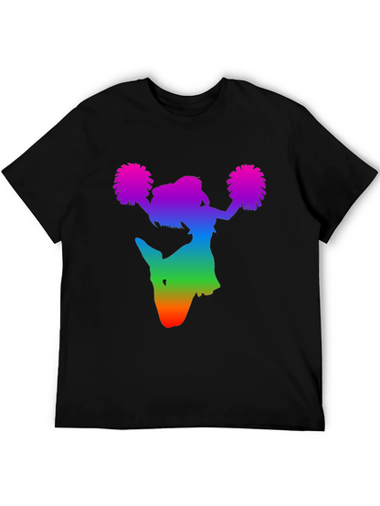 Rainbow Cheerleader Silhouette Black T-Shirt
