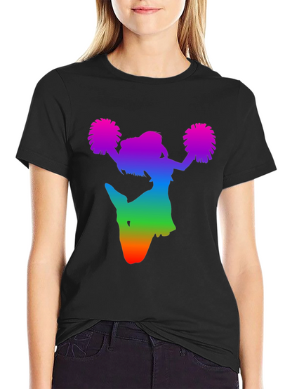 Rainbow Cheerleader Silhouette Black T-Shirt