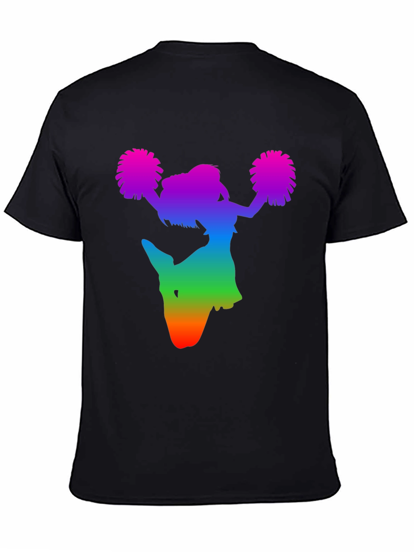Rainbow Cheerleader Silhouette Black T-Shirt