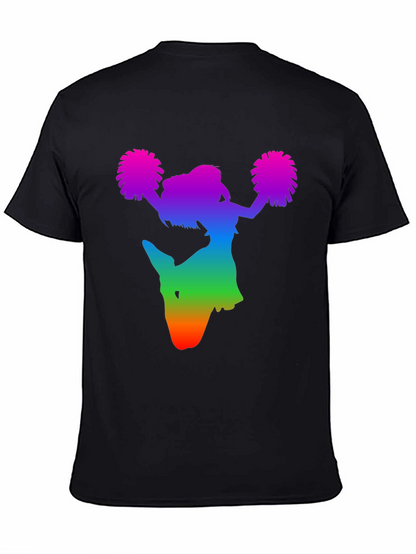 Rainbow Cheerleader Silhouette Black T-Shirt