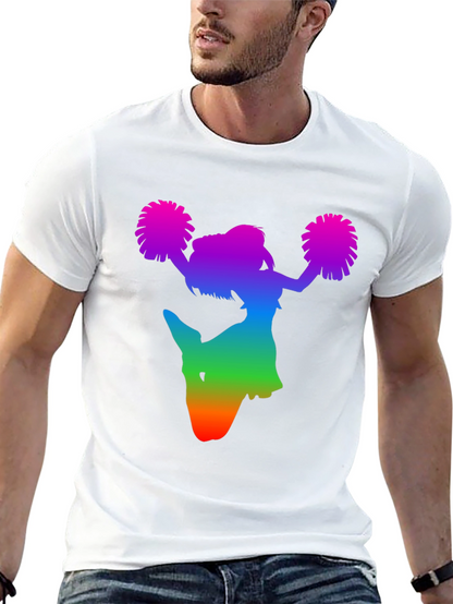 Rainbow Cheerleader Silhouette Black T-Shirt