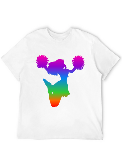 Rainbow Cheerleader Silhouette Black T-Shirt