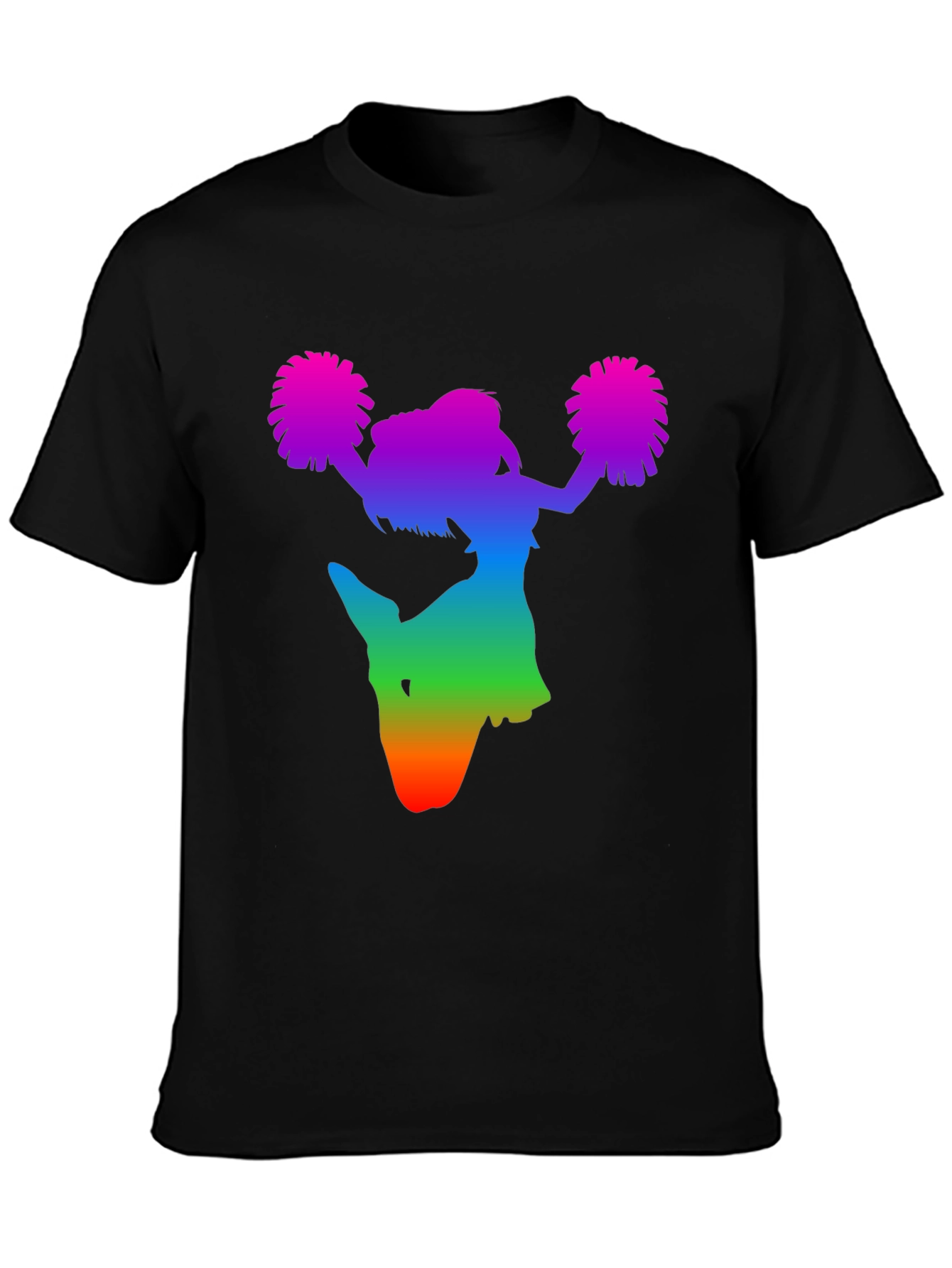 Rainbow Cheerleader Silhouette Black T-Shirt