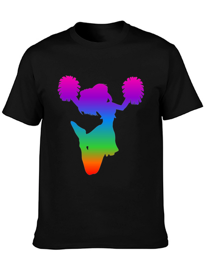 Rainbow Cheerleader Silhouette Black T-Shirt