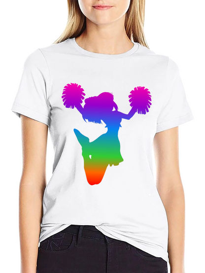 Rainbow Cheerleader Silhouette Black T-Shirt