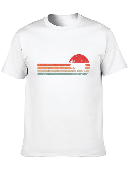 Retro Moose Sunset Graphic T-Shirt - Black