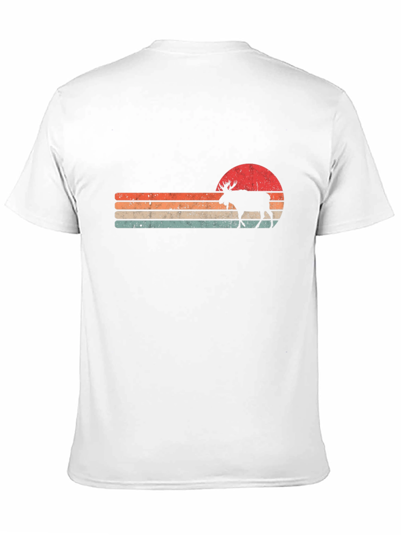 Retro Moose Sunset Graphic T-Shirt - Black