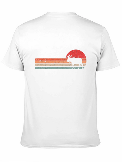 Retro Moose Sunset Graphic T-Shirt - Black