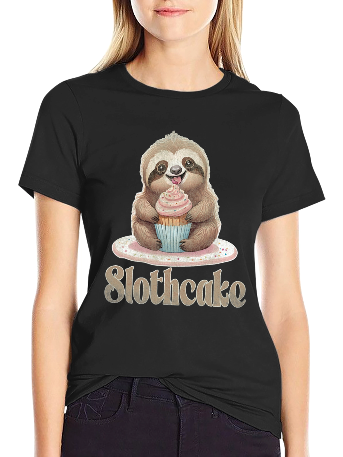 Slothcake T-Shirt: Cute Sloth Eating Cupcake