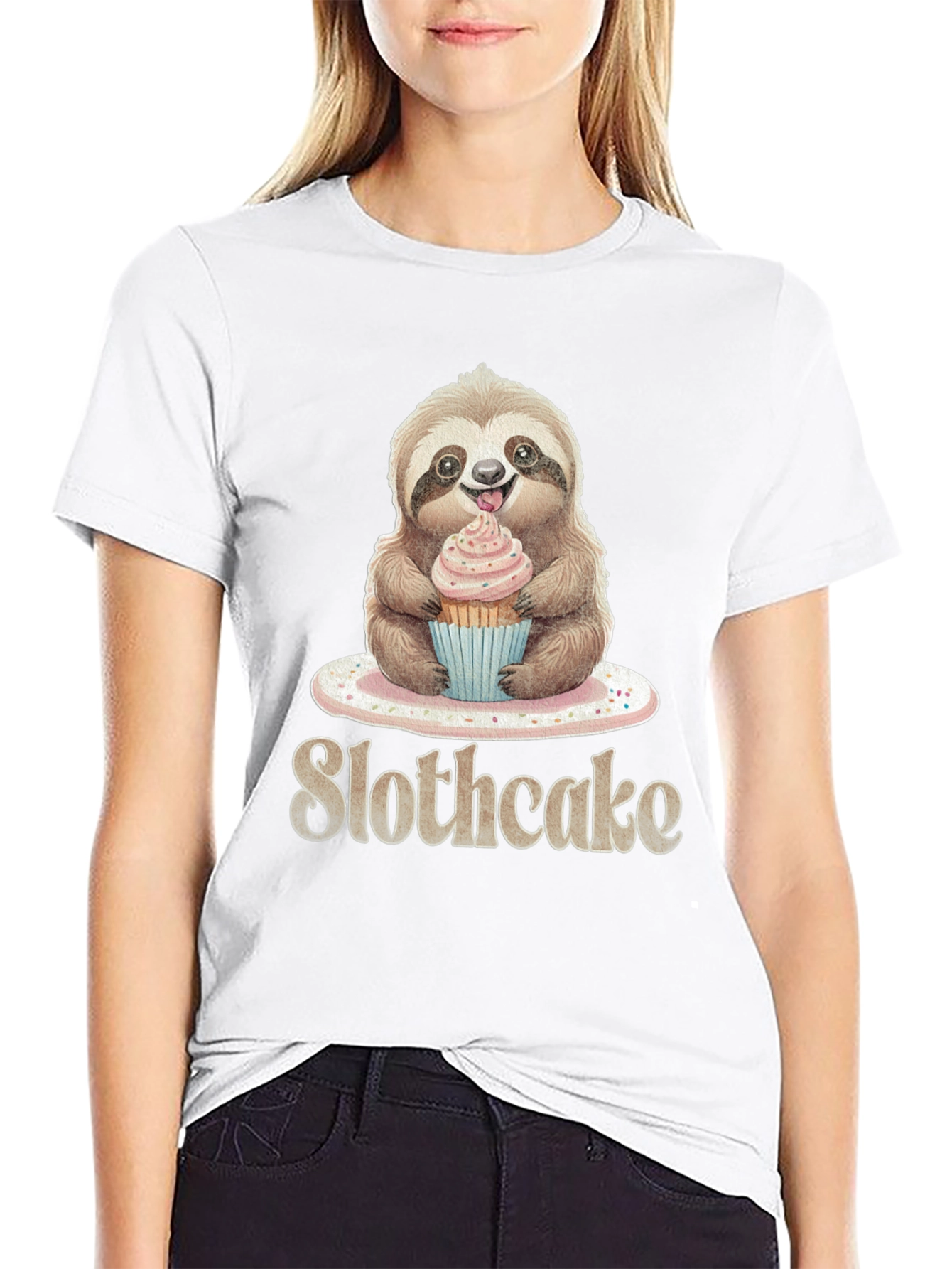 Slothcake T-Shirt: Cute Sloth Eating Cupcake